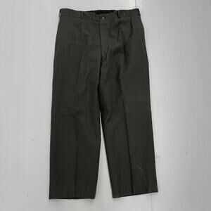 Vintage 50s Green Wool Military Wide Leg Trousers 38x28